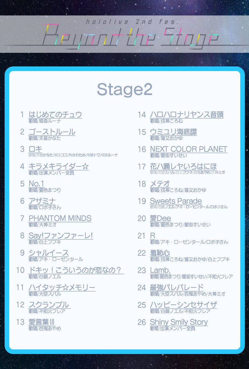 全26曲 こえていくホロライブstage2 セットリストまとめ ホロ速